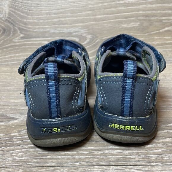 Merrell Hydro Hiker Toddler Boy Sz 12M Blue Leather Neon Green Sandal MC53375 - Picture 4 of 10